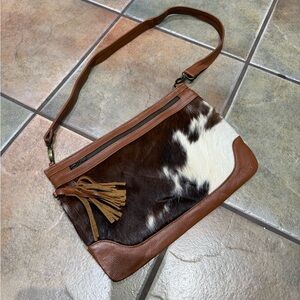 Agave Sky Cowhide and brown Leather Bag